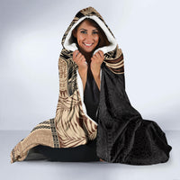 Samoa Siapo Motif and Tapa Pattern Half Style Hooded Blanket Beige Color LT03 - Polynesian Pride