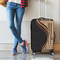 Samoa Siapo Motif and Tapa Pattern Half Style Luggage Cover Beige Color LT03 - Polynesian Pride