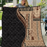 Samoa Siapo Motif and Tapa Pattern Half Style Quilt Beige Color LT03 Beige - Polynesian Pride