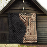 Samoa Siapo Motif and Tapa Pattern Half Style Quilt Beige Color LT03 - Polynesian Pride
