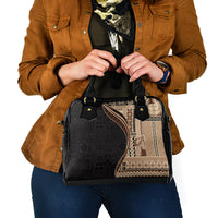 Samoa Siapo Motif and Tapa Pattern Half Style Shoulder Handbag Beige Color LT03 - Polynesian Pride