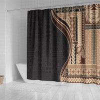 Samoa Siapo Motif and Tapa Pattern Half Style Shower Curtain Beige Color LT03 - Polynesian Pride