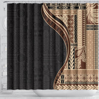 Samoa Siapo Motif and Tapa Pattern Half Style Shower Curtain Beige Color LT03 - Polynesian Pride