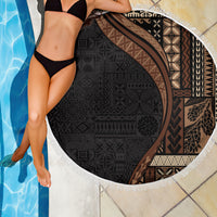 Samoa Siapo Motif and Tapa Pattern Half Style Beach Blanket Black Color