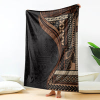 Samoa Siapo Motif and Tapa Pattern Half Style Blanket Black Color LT03 - Polynesian Pride