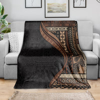Samoa Siapo Motif and Tapa Pattern Half Style Blanket Black Color LT03 - Polynesian Pride