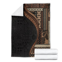 Samoa Siapo Motif and Tapa Pattern Half Style Blanket Black Color LT03 - Polynesian Pride