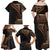 Samoa Siapo Motif and Tapa Pattern Half Style Family Matching Off Shoulder Maxi Dress and Hawaiian Shirt Black Color