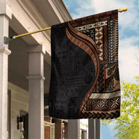 Samoa Siapo Motif and Tapa Pattern Half Style Garden Flag Black Color