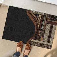 Samoa Siapo Motif and Tapa Pattern Half Style Rubber Doormat Black Color LT03 - Polynesian Pride
