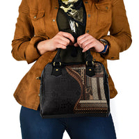 Samoa Siapo Motif and Tapa Pattern Half Style Shoulder Handbag Black Color LT03 - Polynesian Pride
