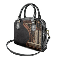 Samoa Siapo Motif and Tapa Pattern Half Style Shoulder Handbag Black Color LT03 - Polynesian Pride