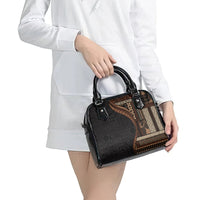 Samoa Siapo Motif and Tapa Pattern Half Style Shoulder Handbag Black Color LT03 - Polynesian Pride