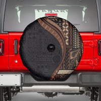 Samoa Siapo Motif and Tapa Pattern Half Style Spare Tire Cover Black Color