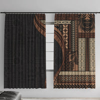Samoa Siapo Motif and Tapa Pattern Half Style Window Curtain Black Color LT03 With Hooks Black - Polynesian Pride
