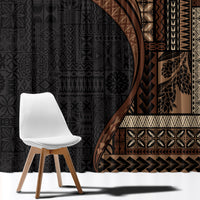 Samoa Siapo Motif and Tapa Pattern Half Style Window Curtain Black Color LT03 - Polynesian Pride