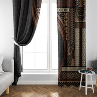 Samoa Siapo Motif and Tapa Pattern Half Style Window Curtain Black Color LT03 - Polynesian Pride