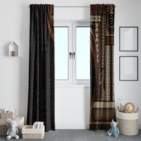 Samoa Siapo Motif and Tapa Pattern Half Style Window Curtain Black Color LT03 - Polynesian Pride