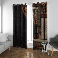 Samoa Siapo Motif and Tapa Pattern Half Style Window Curtain Black Color LT03 With Grommets Black - Polynesian Pride