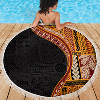 Samoa Siapo Motif and Tapa Pattern Half Style Beach Blanket Yellow Color LT03 - Polynesian Pride