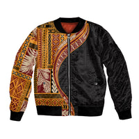 Samoa Siapo Motif and Tapa Pattern Half Style Bomber Jacket Yellow Color LT03 Unisex Yellow - Polynesian Pride