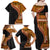 Samoa Siapo Motif and Tapa Pattern Half Style Family Matching Off Shoulder Maxi Dress and Hawaiian Shirt Yellow Color