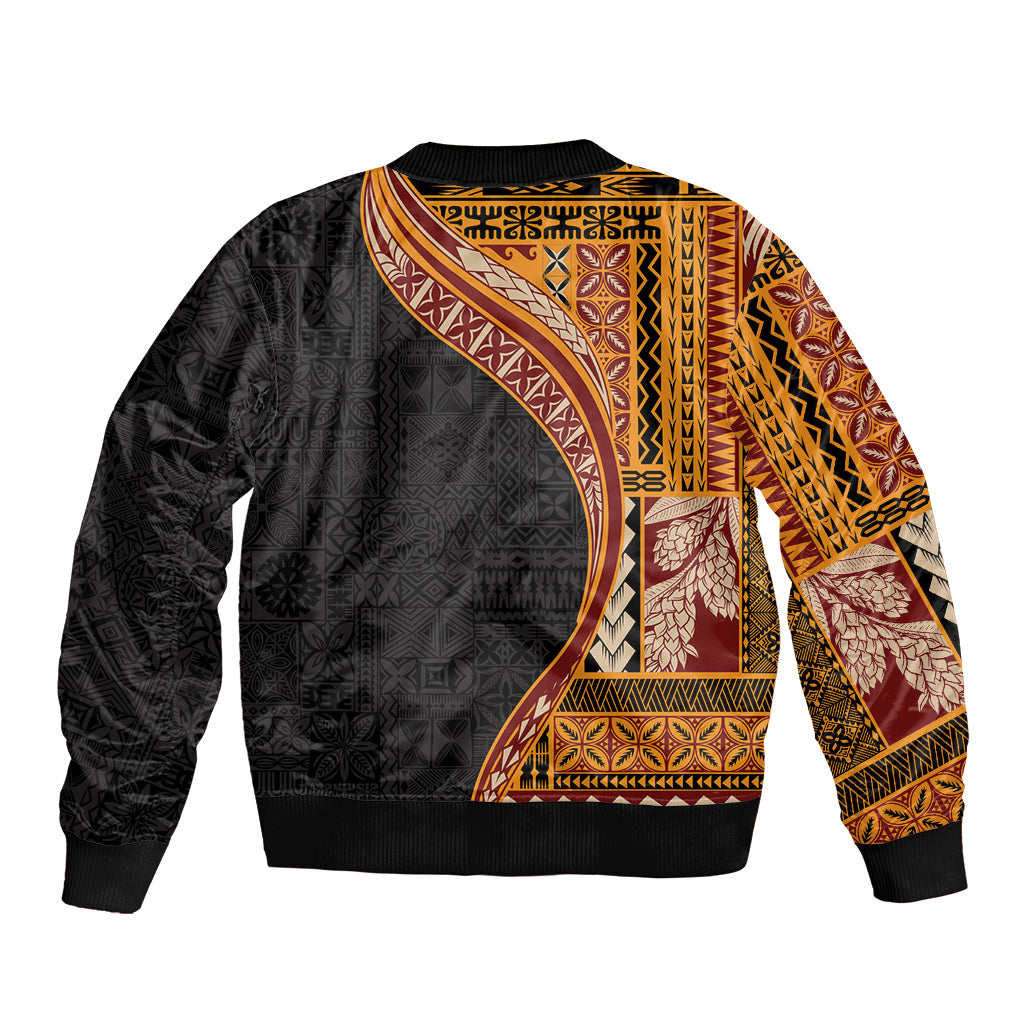 Samoa Siapo Motif and Tapa Pattern Half Style Sleeve Zip Bomber Jacket Yellow Color LT03 - Polynesian Pride