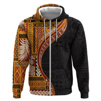 Samoa Siapo Motif and Tapa Pattern Half Style Zip Hoodie Yellow Color LT03 Zip Hoodie Yellow - Polynesian Pride