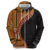 Samoa Siapo Motif and Tapa Pattern Half Style Zip Hoodie Yellow Color LT03 - Polynesian Pride
