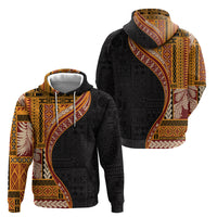 Samoa Siapo Motif and Tapa Pattern Half Style Zip Hoodie Yellow Color LT03 - Polynesian Pride