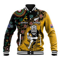 Custom New Zealand and Australia Rugby Baseball Jacket Maori Warrior With Aboriginal Version LT03 Unisex Black - Polynesian Pride