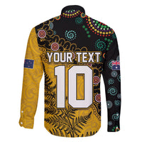 Custom New Zealand and Australia Rugby Family Matching Off The Shoulder Long Sleeve Dress and Hawaiian Shirt Maori Warrior With Aboriginal Version LT03 - Polynesian Pride