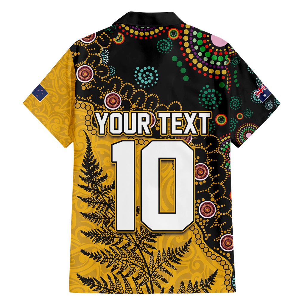 Custom New Zealand and Australia Rugby Family Matching Short Sleeve Bodycon Dress and Hawaiian Shirt Maori Warrior With Aboriginal Version LT03 - Polynesian Pride