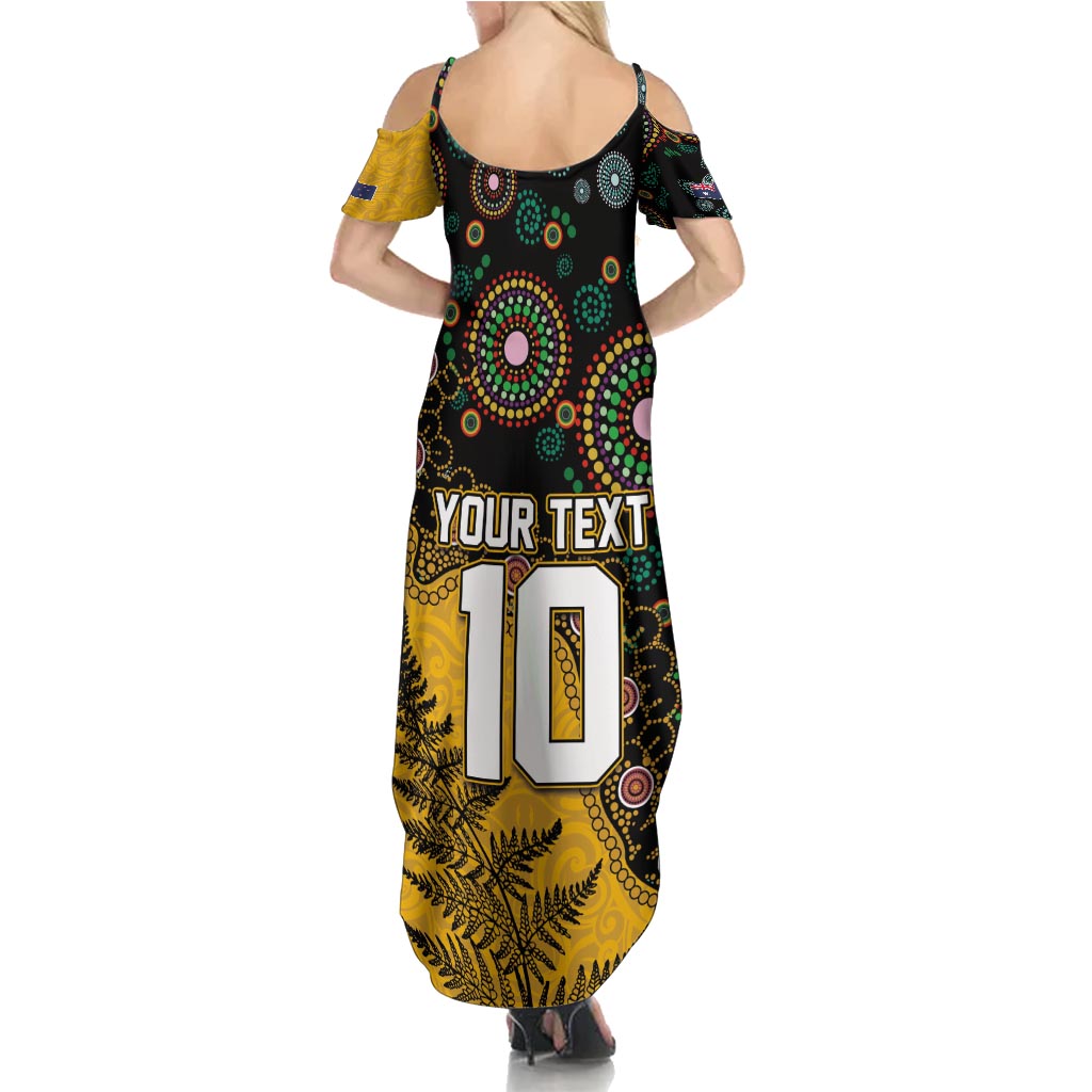Custom New Zealand and Australia Rugby Family Matching Summer Maxi Dress and Hawaiian Shirt Maori Warrior With Aboriginal Version LT03 - Polynesian Pride