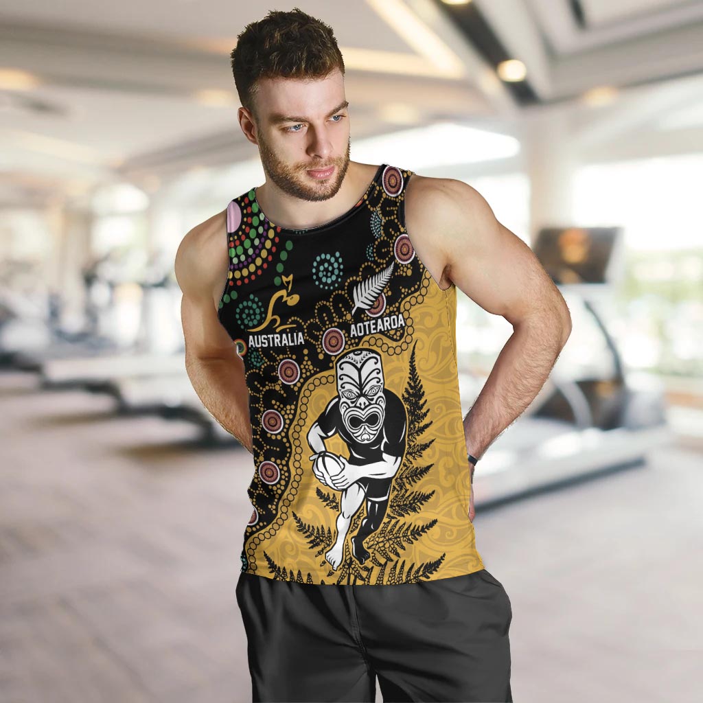 Custom New Zealand and Australia Rugby Men Tank Top Maori Warrior With Aboriginal Version