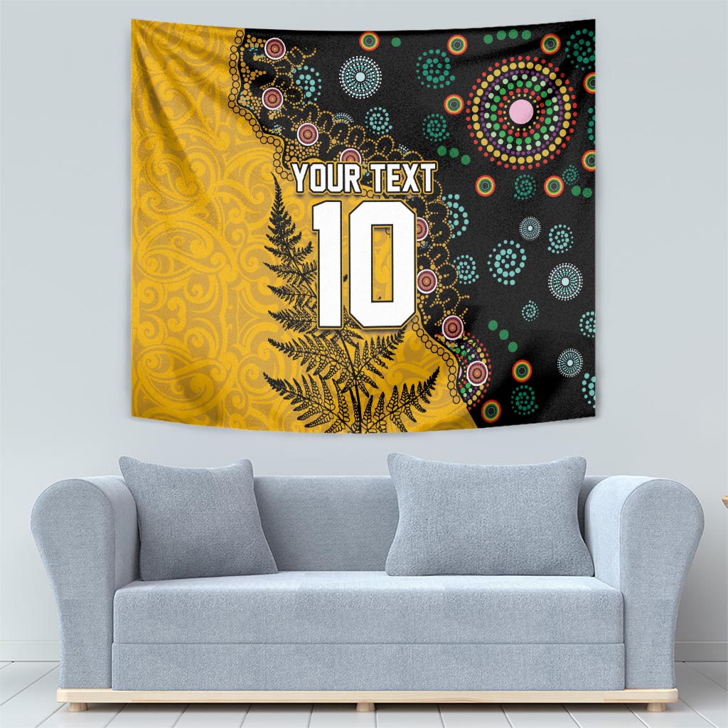 Custom New Zealand and Australia Rugby Tapestry Maori Warrior With Aboriginal Version