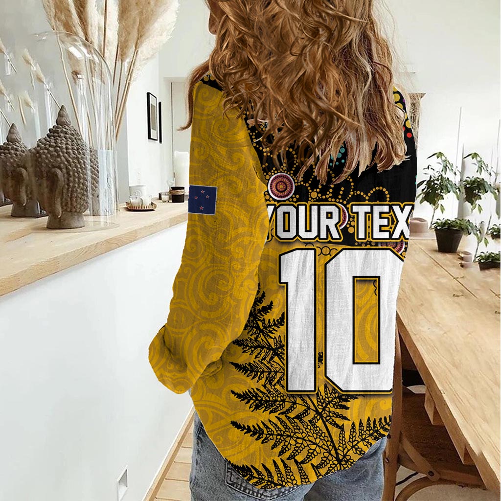 Custom New Zealand and Australia Rugby Women Casual Shirt Maori Warrior With Aboriginal Version LT03 - Polynesian Pride