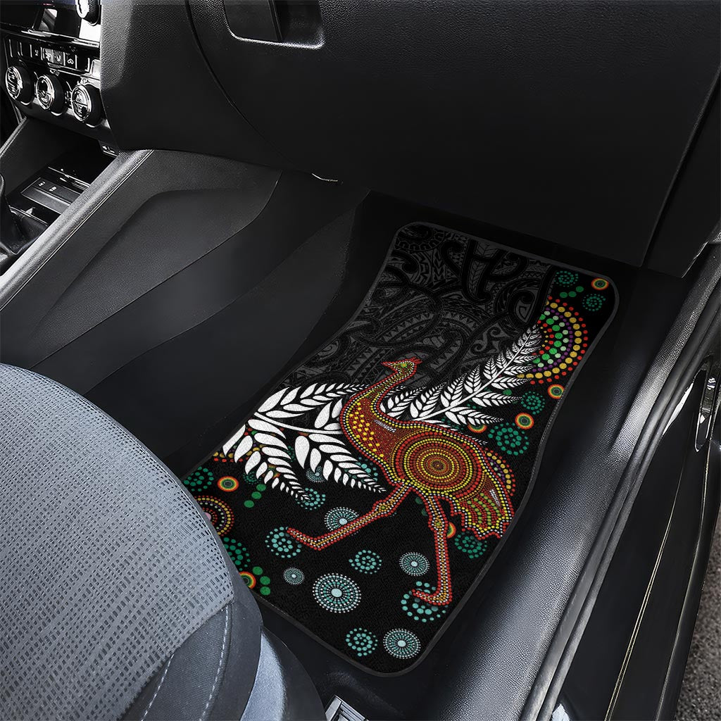 New Zealand Fern and Australia Emu Car Mats Aboriginal Mix Maori Pattern