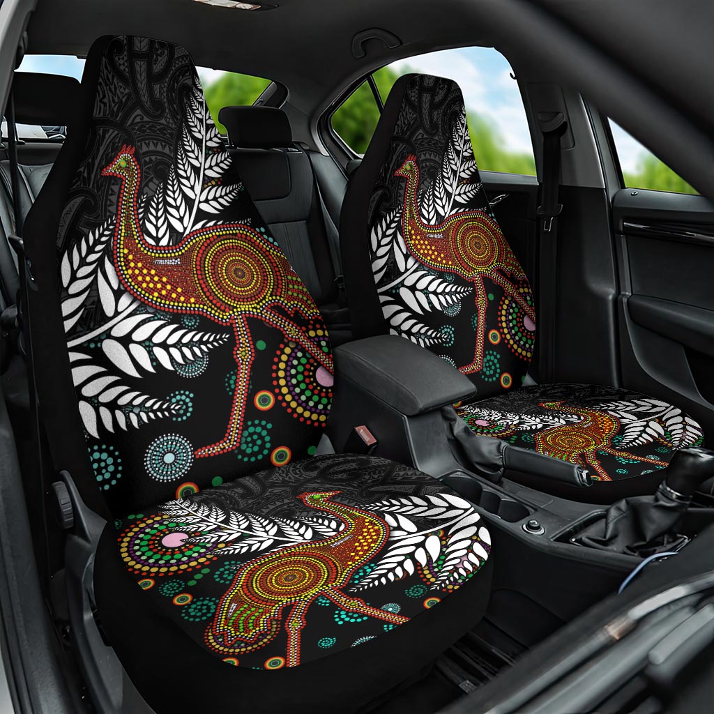 New Zealand Fern and Australia Emu Car Seat Cover Aboriginal Mix Maori Pattern