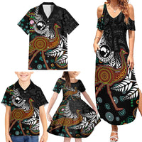 New Zealand Fern and Australia Emu Family Matching Summer Maxi Dress and Hawaiian Shirt Aboriginal Mix Maori Pattern LT03 - Polynesian Pride