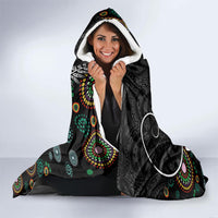 New Zealand Fern and Australia Emu Hooded Blanket Aboriginal Mix Maori Pattern