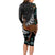 New Zealand Fern and Australia Emu Long Sleeve Bodycon Dress Aboriginal Mix Maori Pattern