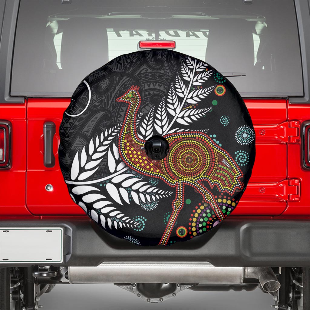 New Zealand Fern and Australia Emu Spare Tire Cover Aboriginal Mix Maori Pattern LT03 - Polynesian Pride