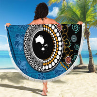 Fiji Palm Tree and Australia Kangaroo Beach Blanket Aboriginal Mix Tapa Pattern