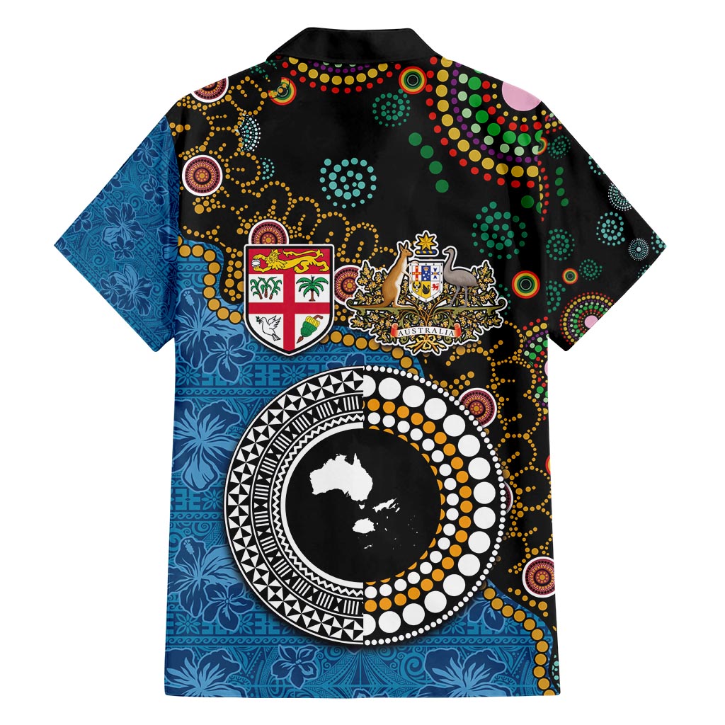 Fiji Palm Tree and Australia Kangaroo Family Matching Tank Maxi Dress and Hawaiian Shirt Aboriginal Mix Tapa Pattern