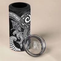 Aotearoa Maori Sea Animals Tribal 4 in 1 Can Cooler Tumbler Manta Ray and Shark Moko Pattern Black Color LT03 - Polynesian Pride