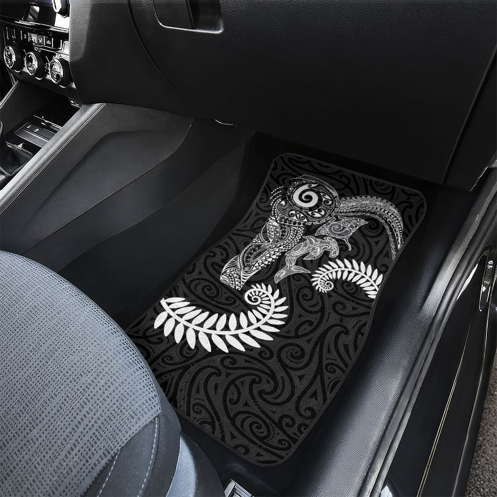 Aotearoa Maori Sea Animals Tribal Car Mats Manta Ray and Shark Moko Pattern Black Color