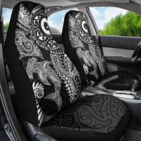 Aotearoa Maori Sea Animals Tribal Car Seat Cover Manta Ray and Shark Moko Pattern Black Color LT03 - Polynesian Pride