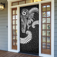 Aotearoa Maori Sea Animals Tribal Door Cover Manta Ray and Shark Moko Pattern Black Color LT03 - Polynesian Pride