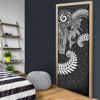 Aotearoa Maori Sea Animals Tribal Door Cover Manta Ray and Shark Moko Pattern Black Color LT03 - Polynesian Pride